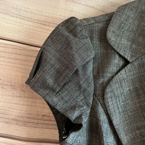 BWear Charcoal Gray Academia Puff Sleeves Cropped Button Front Blazer Size S - Picture 3 of 12